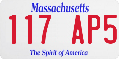MA license plate 117AP5