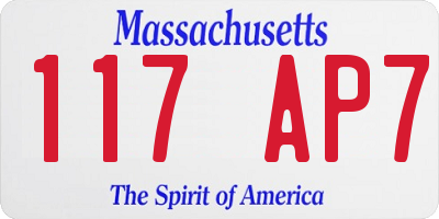 MA license plate 117AP7