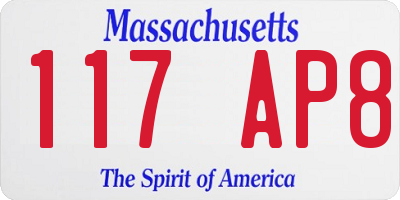 MA license plate 117AP8