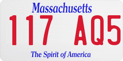 MA license plate 117AQ5