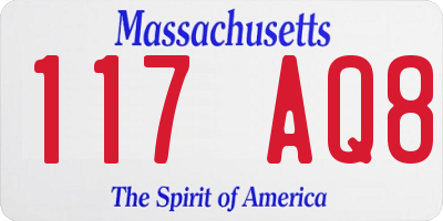 MA license plate 117AQ8