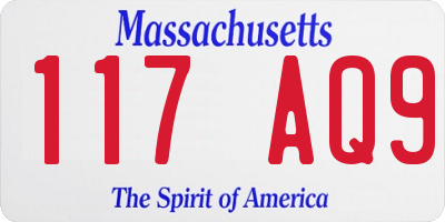 MA license plate 117AQ9