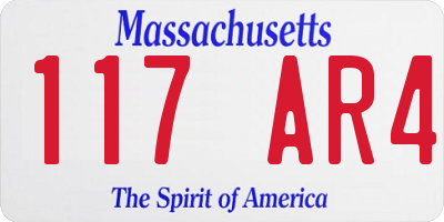 MA license plate 117AR4