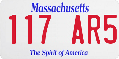 MA license plate 117AR5