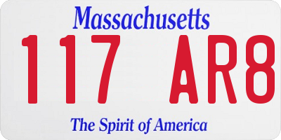MA license plate 117AR8