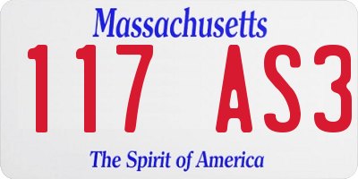 MA license plate 117AS3