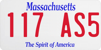 MA license plate 117AS5