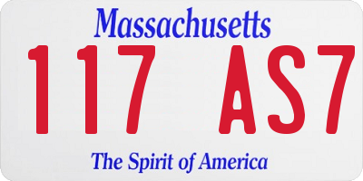 MA license plate 117AS7