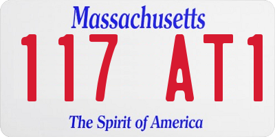 MA license plate 117AT1
