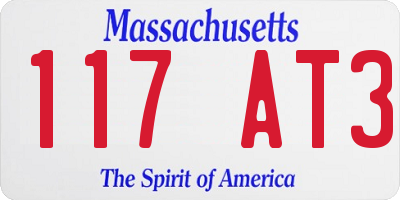 MA license plate 117AT3