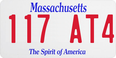 MA license plate 117AT4