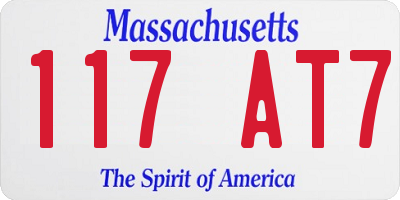 MA license plate 117AT7