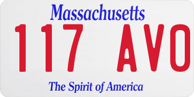 MA license plate 117AV0