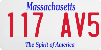 MA license plate 117AV5
