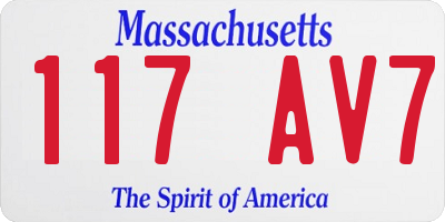 MA license plate 117AV7