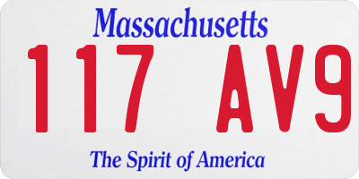 MA license plate 117AV9