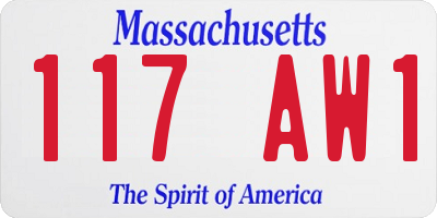 MA license plate 117AW1