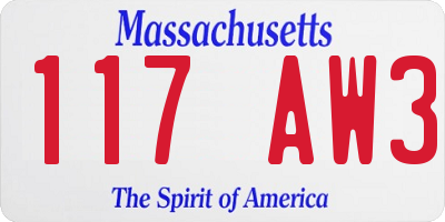 MA license plate 117AW3