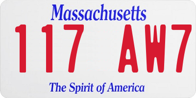 MA license plate 117AW7