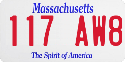 MA license plate 117AW8