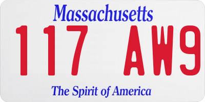 MA license plate 117AW9