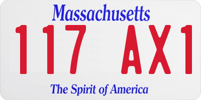 MA license plate 117AX1