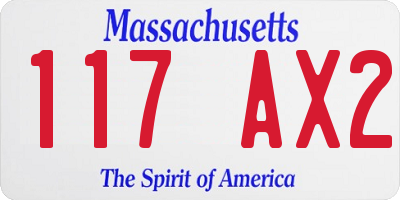 MA license plate 117AX2