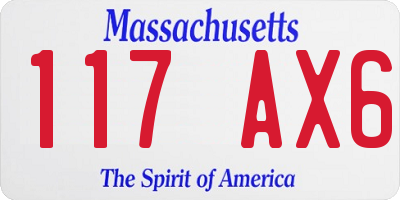 MA license plate 117AX6