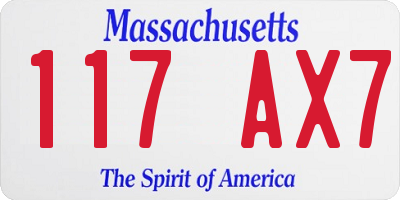 MA license plate 117AX7