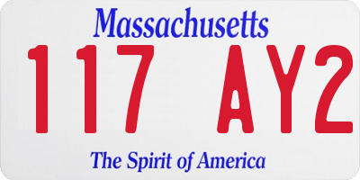 MA license plate 117AY2