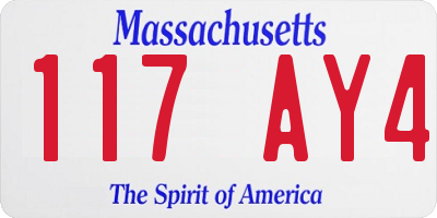 MA license plate 117AY4