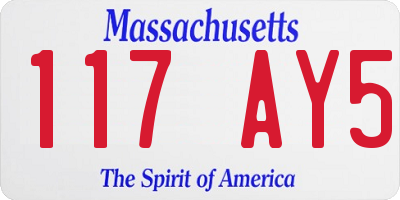 MA license plate 117AY5