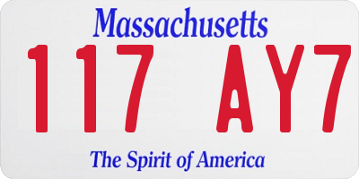 MA license plate 117AY7