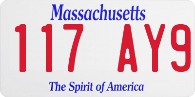 MA license plate 117AY9