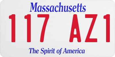 MA license plate 117AZ1