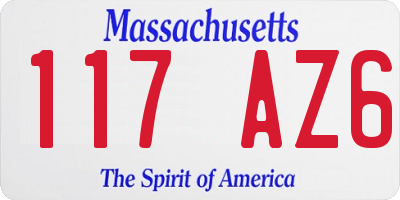 MA license plate 117AZ6