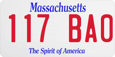 MA license plate 117BA0
