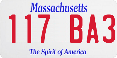 MA license plate 117BA3