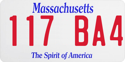 MA license plate 117BA4