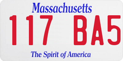 MA license plate 117BA5