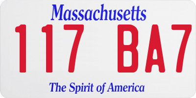 MA license plate 117BA7