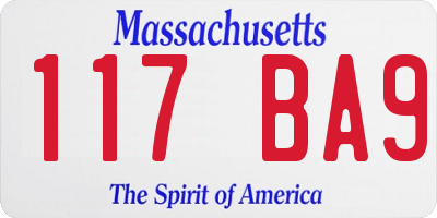 MA license plate 117BA9