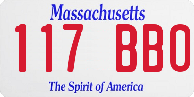 MA license plate 117BB0