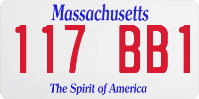 MA license plate 117BB1
