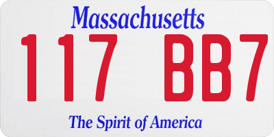 MA license plate 117BB7