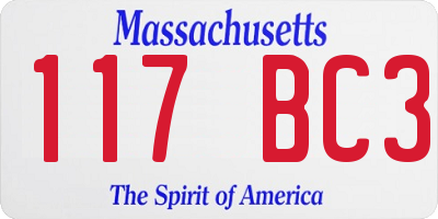 MA license plate 117BC3