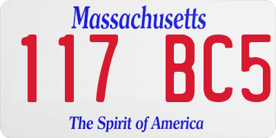 MA license plate 117BC5