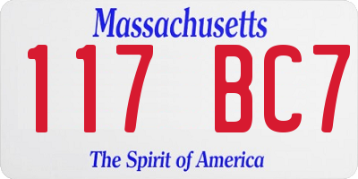 MA license plate 117BC7