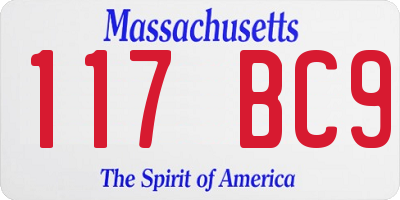 MA license plate 117BC9