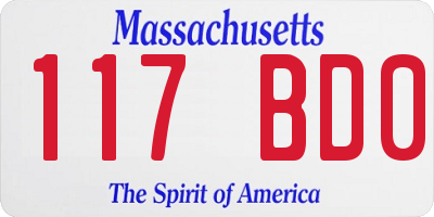 MA license plate 117BD0